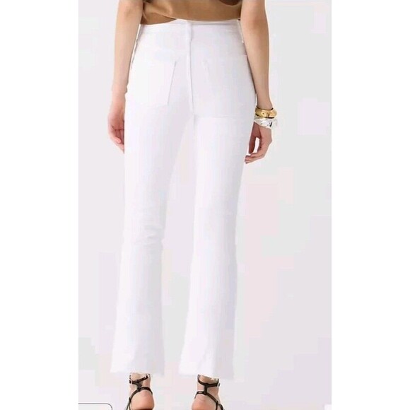 J.Crew Billie 9" demi-boot Mid-Rise Raw Hem Crop Jeans White Wash Size 24P NWT - Picture 3 of 12